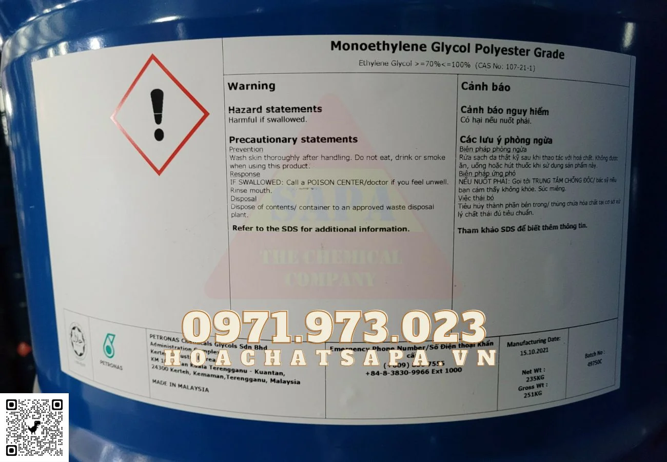 MEG-Mã Lai-Monoethylene-Glycol-Ethylene-Glycol-Chất tải lạnh-001
