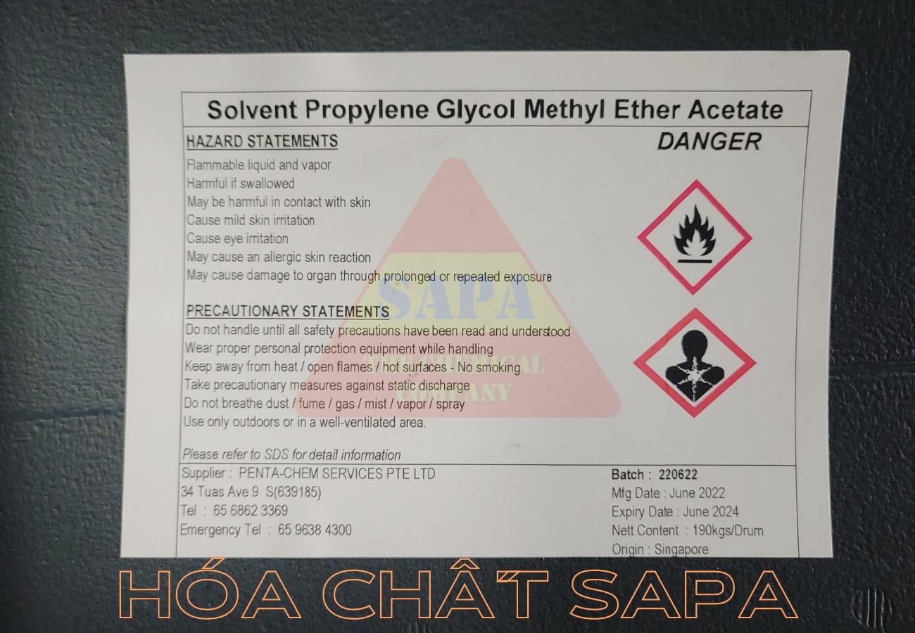 Propyleneglycol monomethyl ether acetate (PMA) tại hóa chất SAPA?